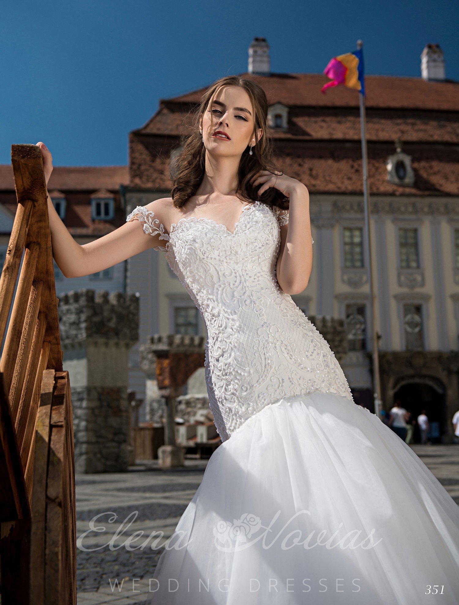 Wedding dresses "fish" with a train from Elena Novias wholesale
